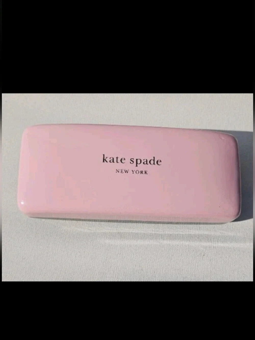 Kate Spade Pink& Dark Green Hardshell Eye Glass Case W/ New Cleaning Cloth